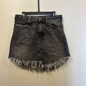 We the free Black Denim Frayed Hem Skirt Size 26